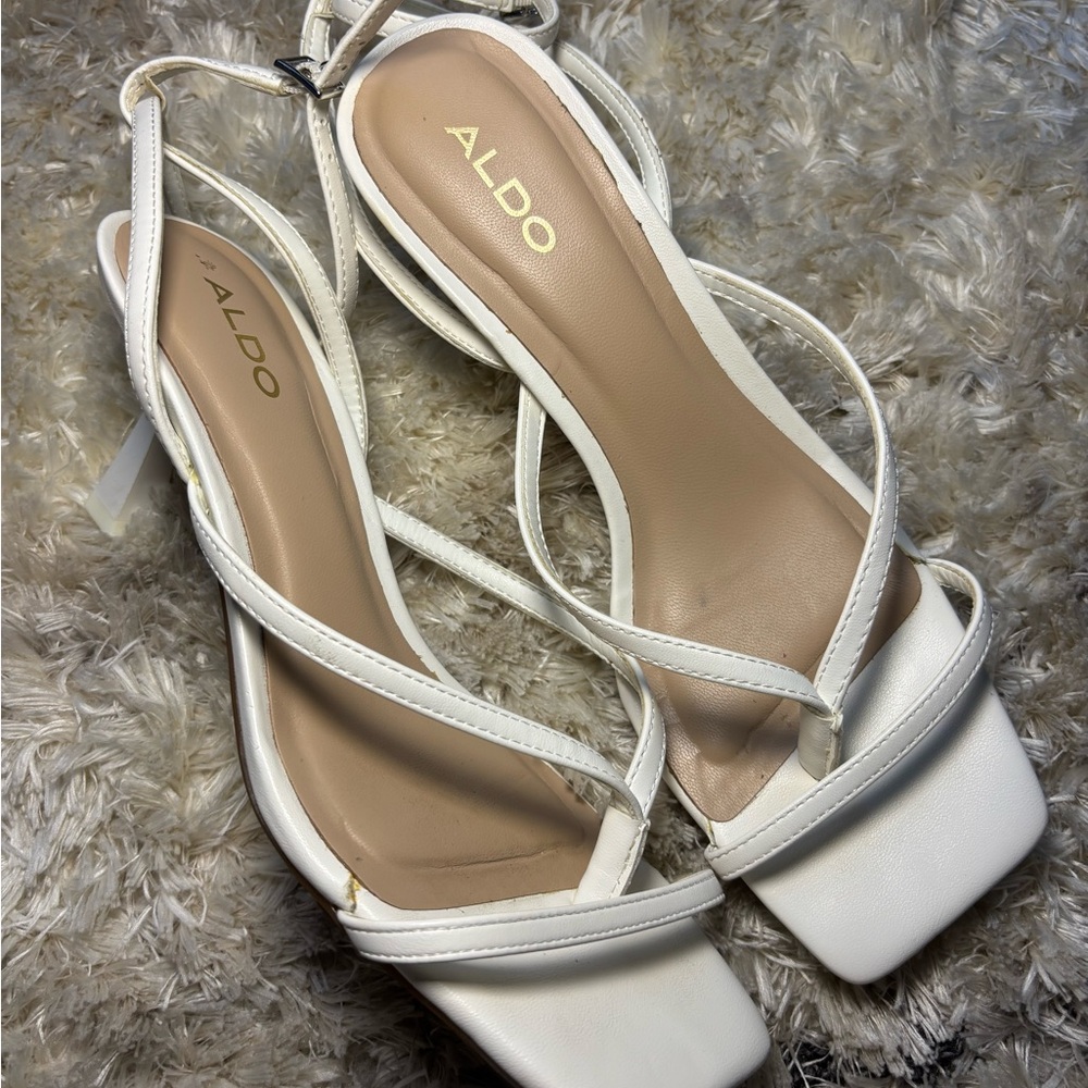 ALDO White Strappy Heels Size 6